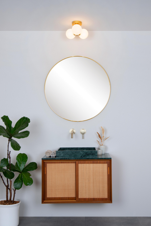 Lucide Trudy 3 plafondlamp Ø28 badkamer IP44 mat goud