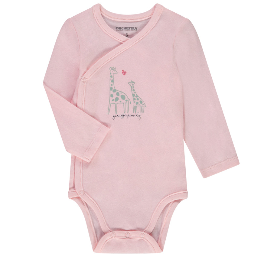 Lot de 5 bodies manches longues pour bébé fille avec ouvertures différentes selon l'âge