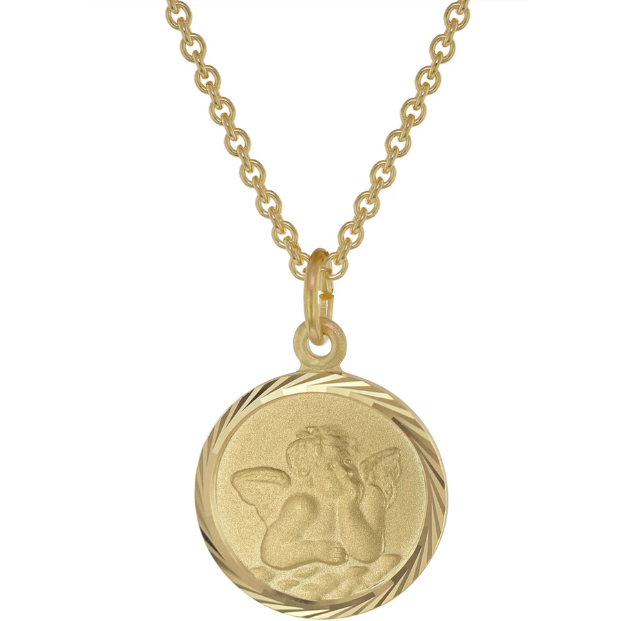 trendor Kinder-Halskette mit Schutzengel Anhänger Gold auf Silber gold