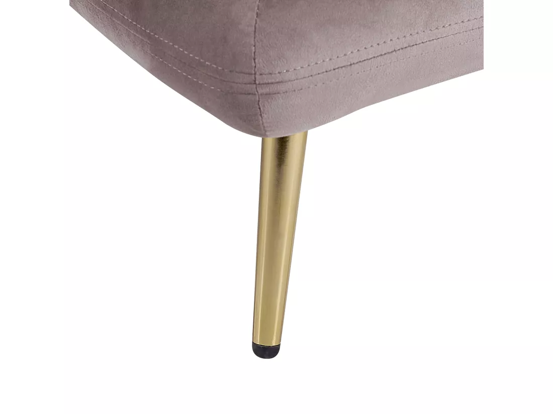 Chaise longue en velours marron clair / blanc et pieds dorés GONESSE