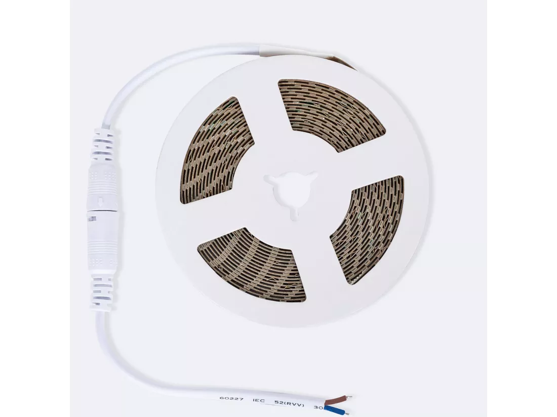 Ruban LED 24V DC SMD2835 120 LED/m 5m IP20 High Lumen 2000 lm/m Largeur 8 mm Coupe tous les 5 cm 6000K Blanc froid