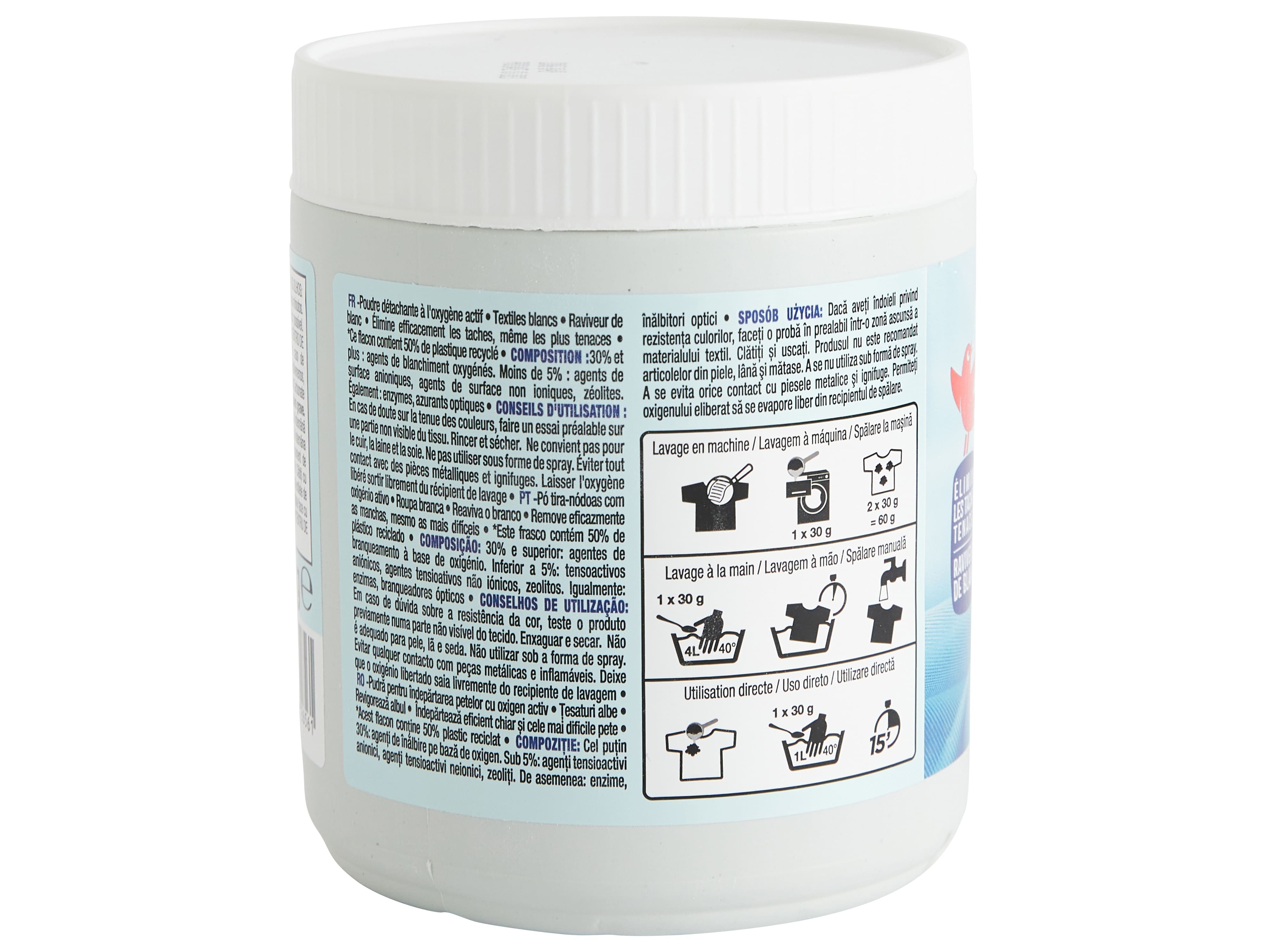 TIRA NÓDOAS ROUPA AUCHAN PÓ OXI ACTIVE BRANCO 500G
