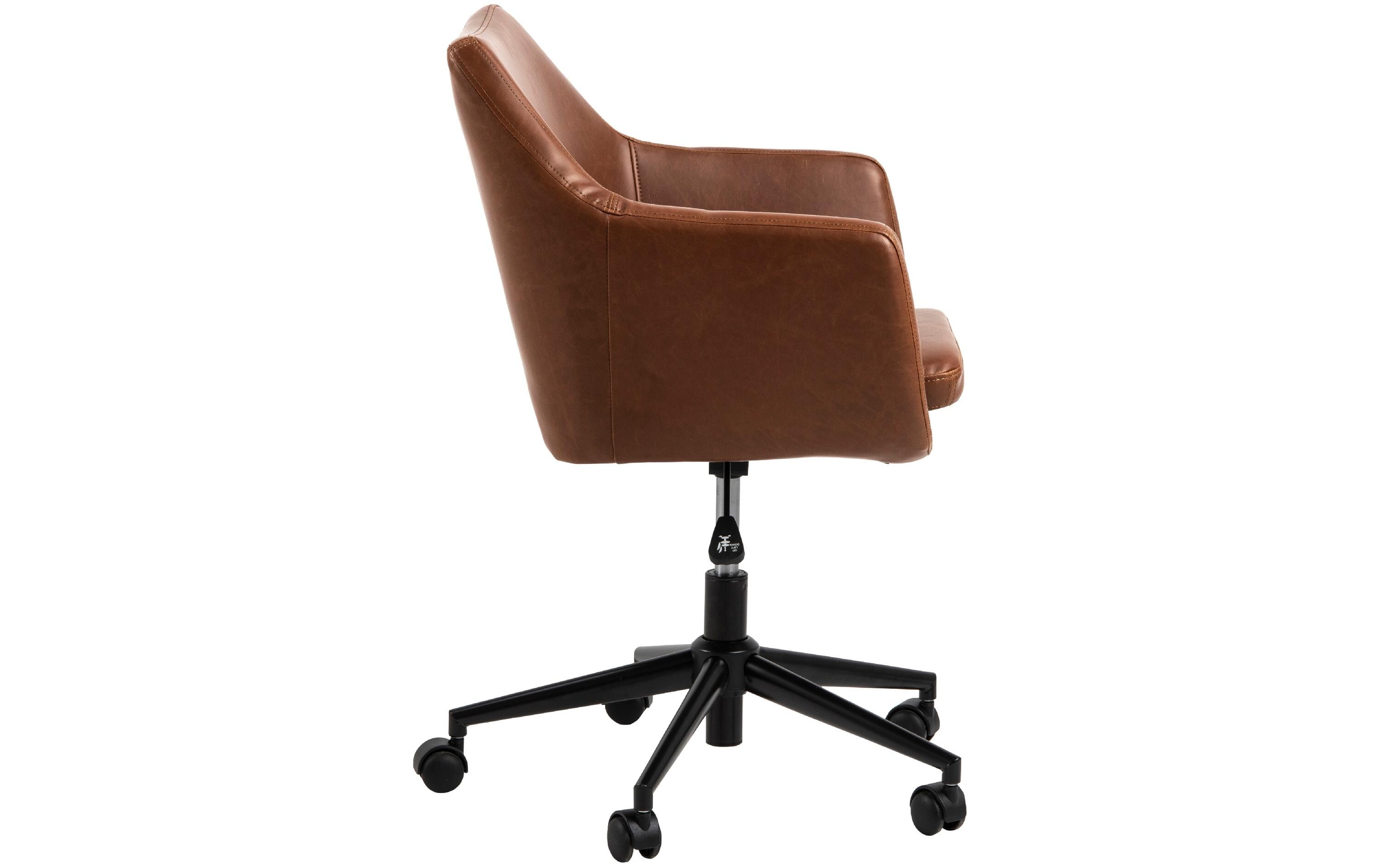 Bürostuhl Nora, mit Polsterrücken und Armlehnen, Cognac<br>Schreibtischstuhl im Leder look