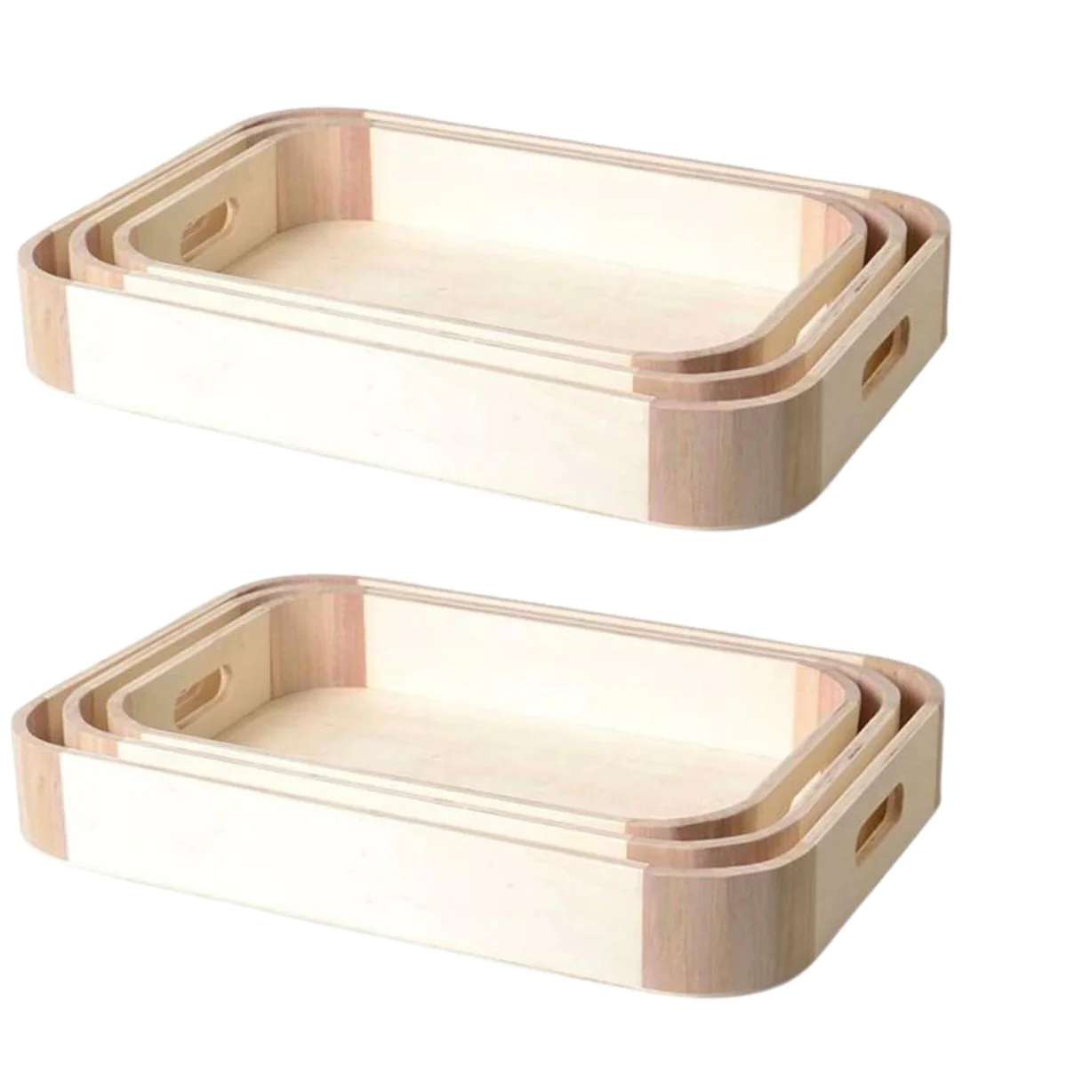 2 lots de 3 plateaux en bois design à customiser Artemio