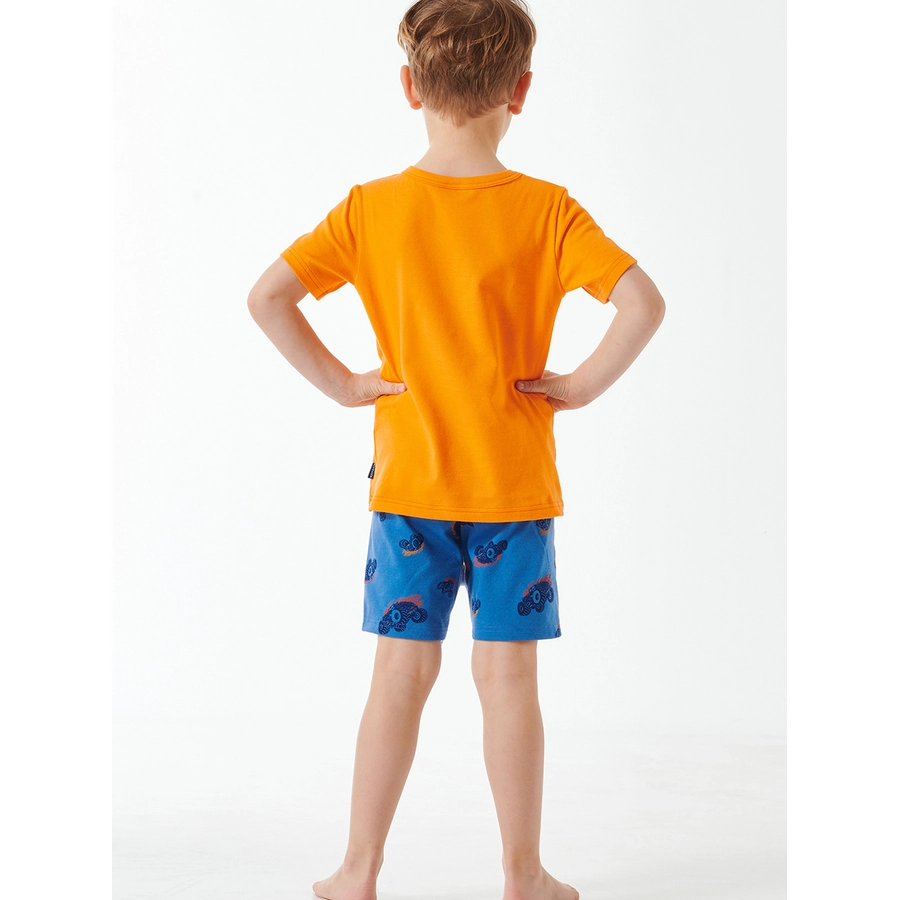 Schiesser Pyjama Boys World Organic Cotton orange, blau