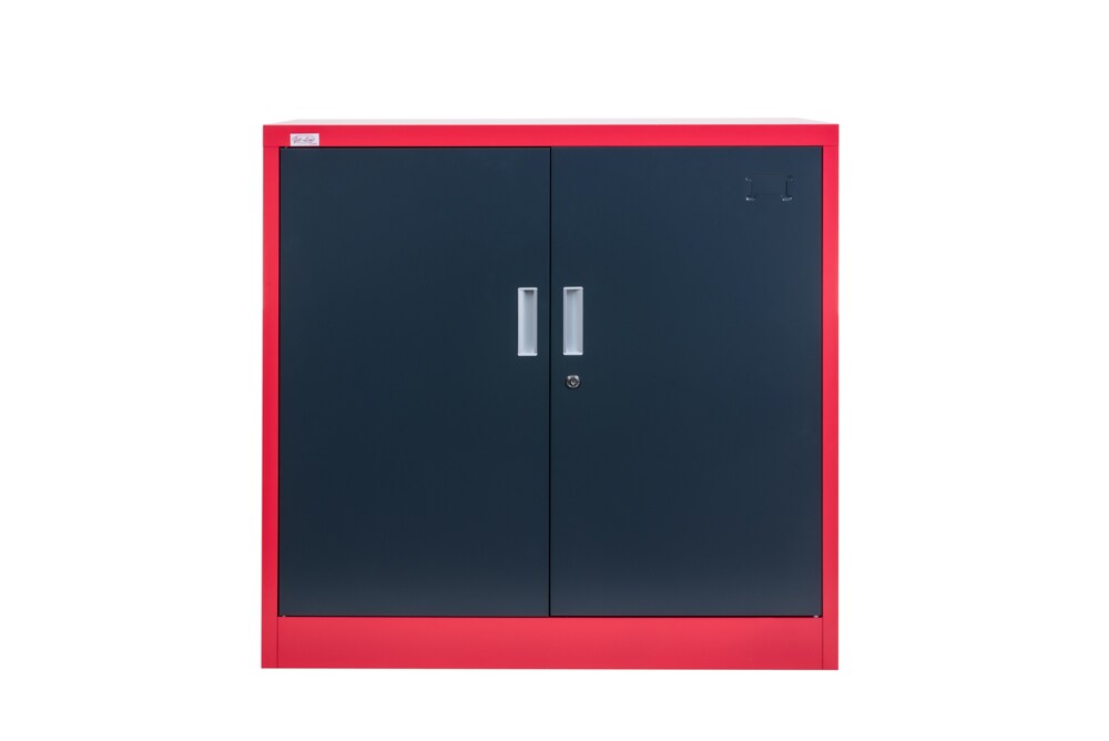 Jet-Line Bueromoebel Aktenschrank KIEW rot dunkelgrau 90x40x90cm Metall