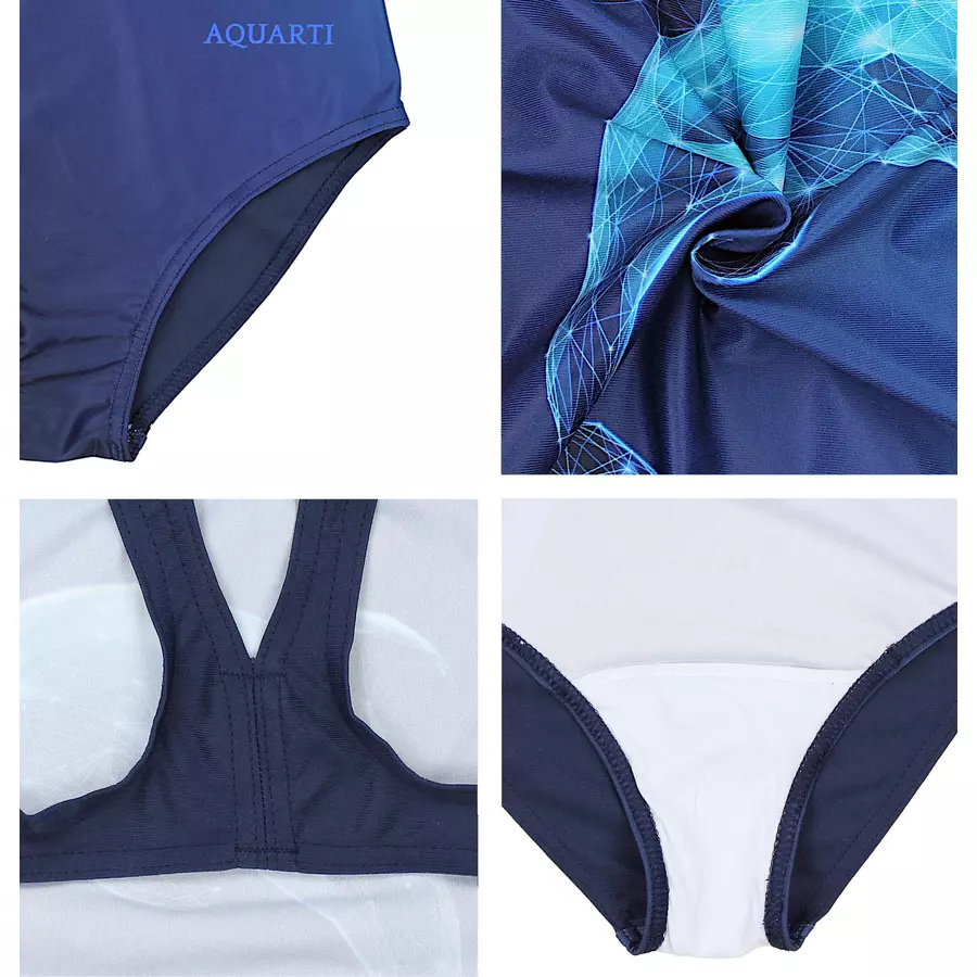 Aquarti Mädchen Badeanzug Chlorresistent Muscleback Wassersport blau Modell 1