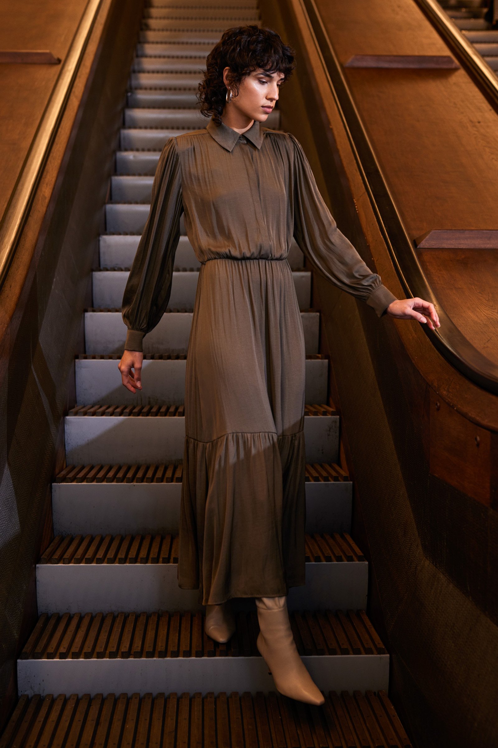 maxi-jurk WE Fashion Legergroen