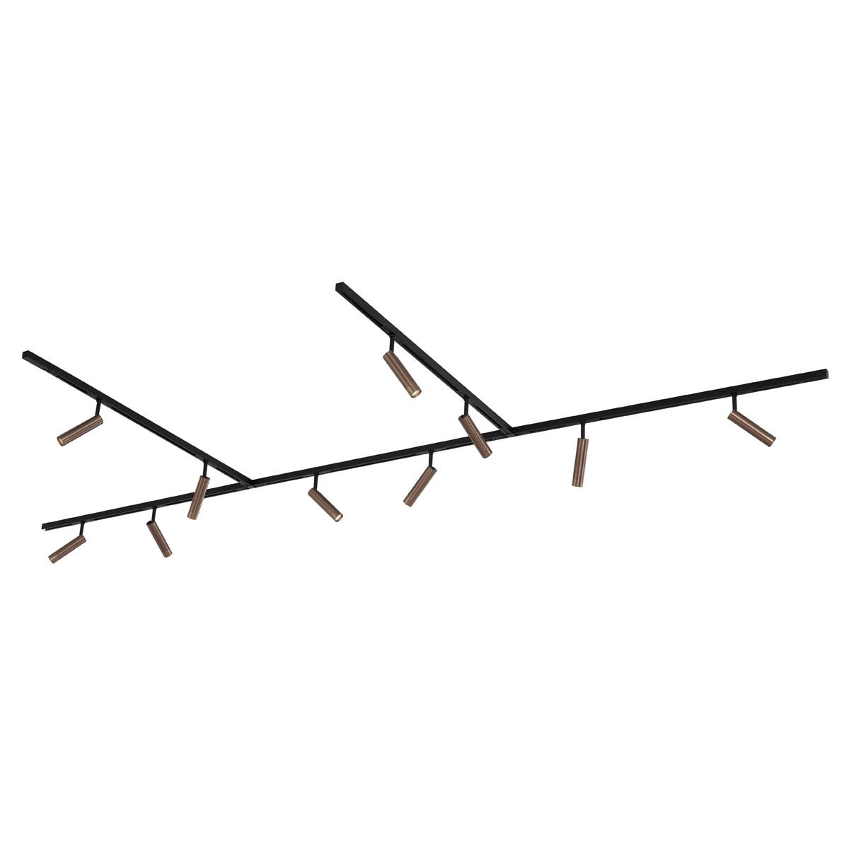 Modern railsysteem met 10 spots donker brons 1-fase - Slimline Uzzy