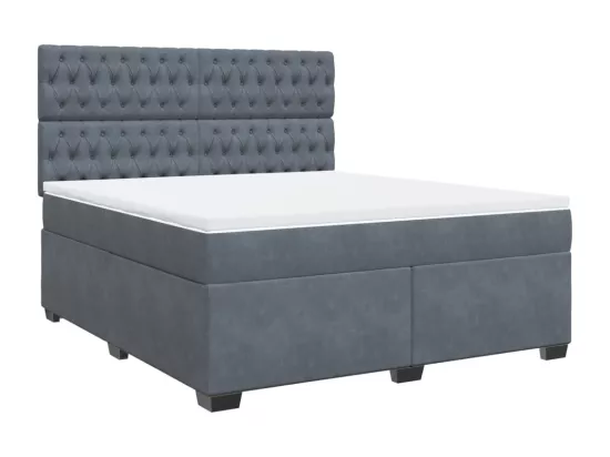 Sommier à lattes de lit et matelas Gris foncé 180x200cm Velours