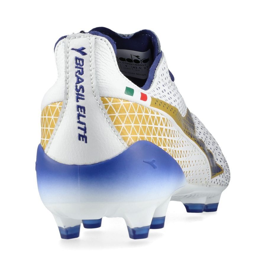 Diadora Brasil Elite Tech GR Italie LPX FG - Blanc/Bleu/Doré