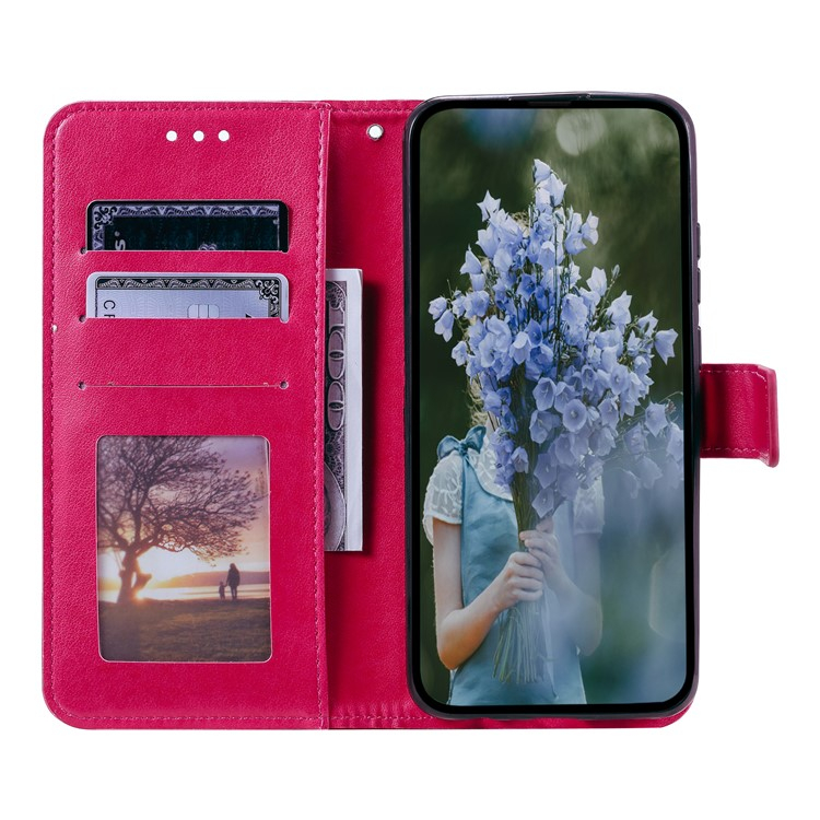 Samsung Galaxy S24 FE Leder Tasche Wallet - Mandala Flowers Imprint - Pink