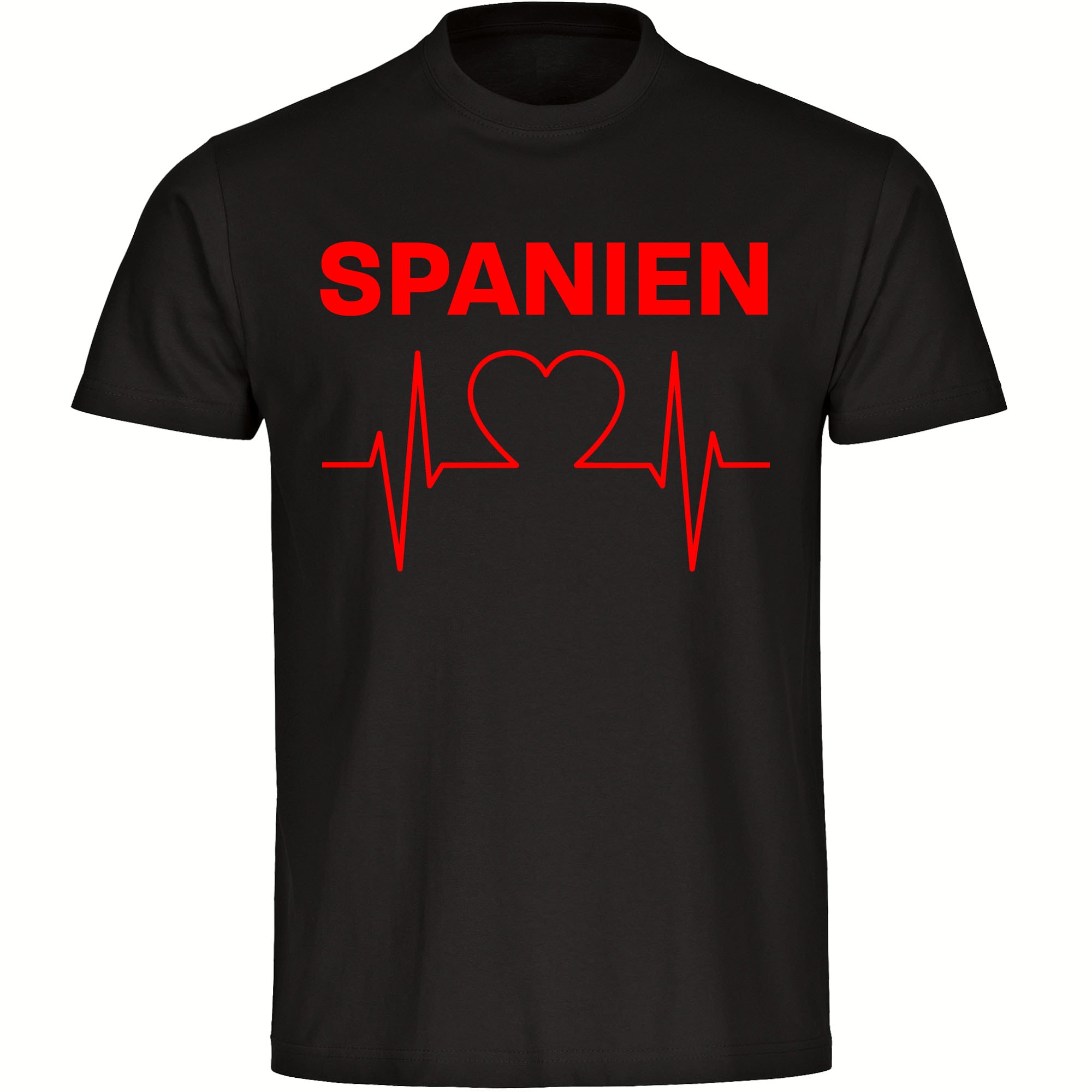 multifanshop® Herren T-Shirt - Spanien - Herzschlag - Druck rot