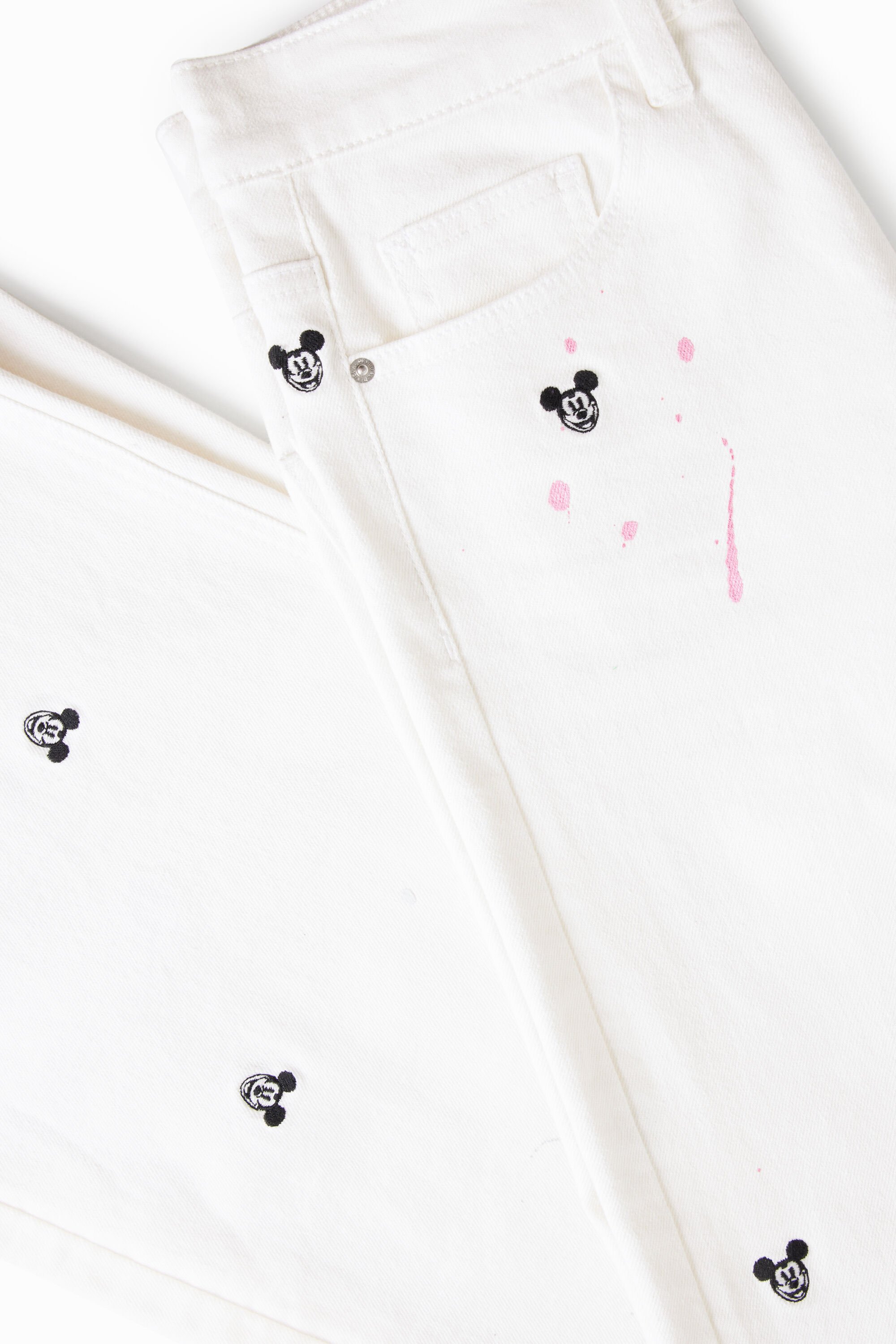 Jupe-culotte courte en jean Mickey Mouse