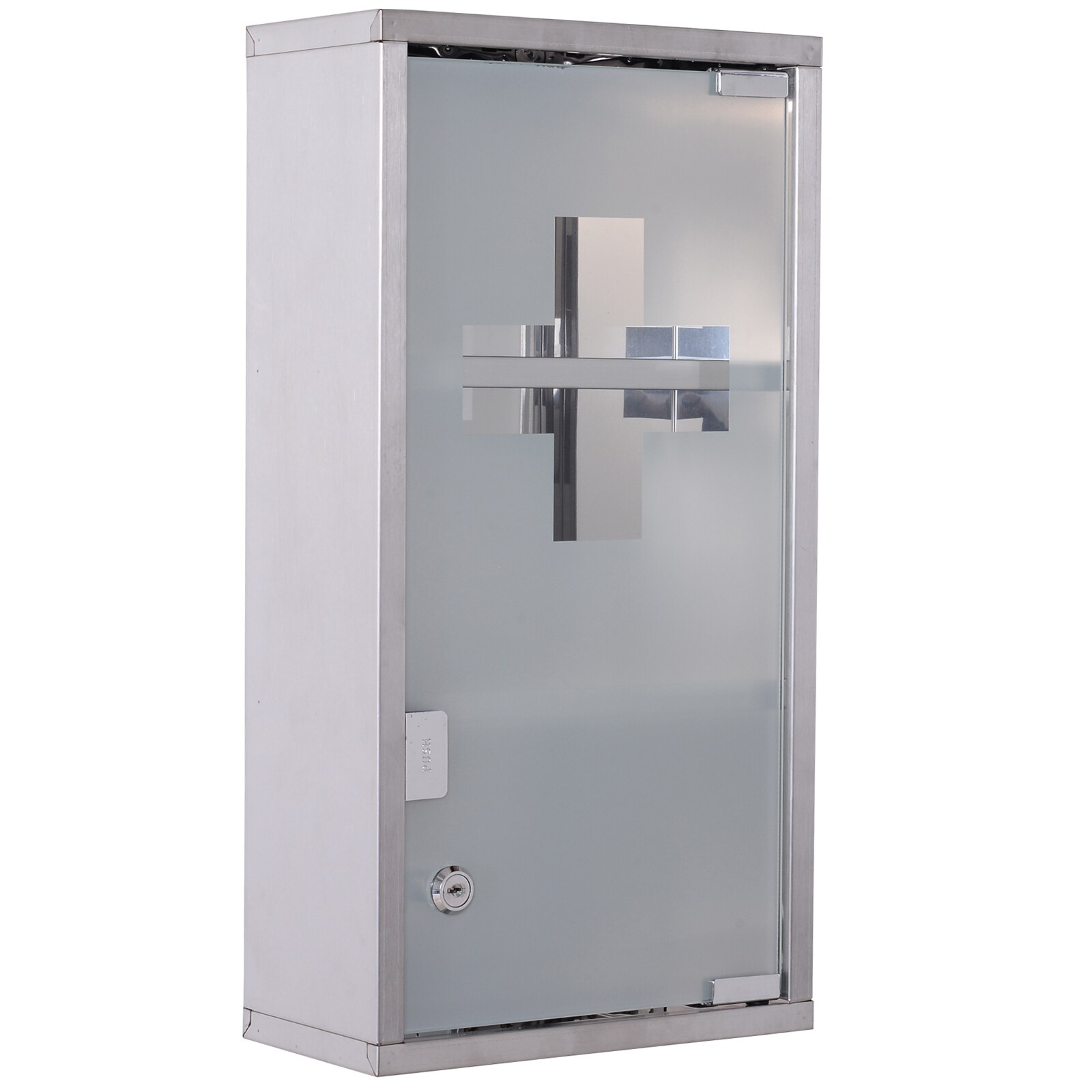 HOMCOM Medikamentenschrank mit 3 Fächer silber 25 x 12 x 48 cm (LxBxH)