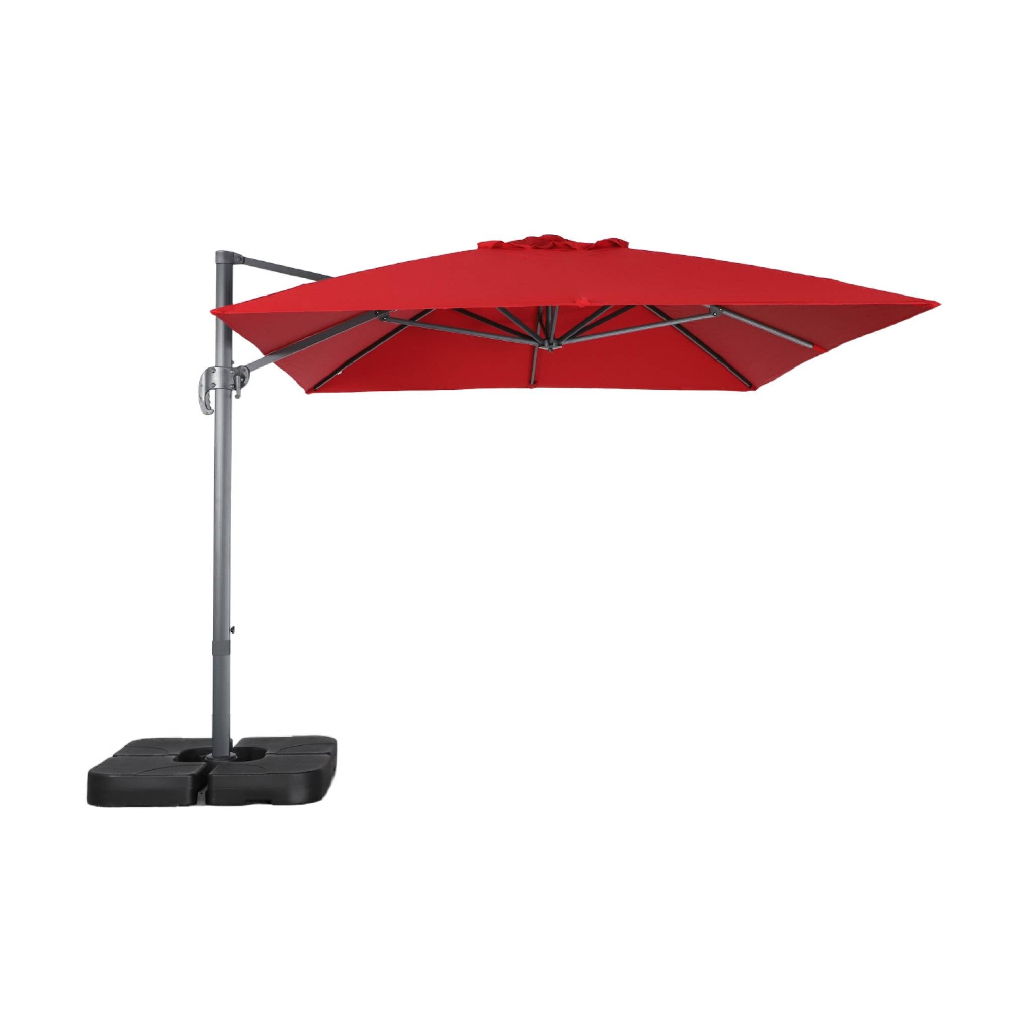 sweeek - Rechthoekige zweefparasol 4x3m + ballasttegels 50x50cm