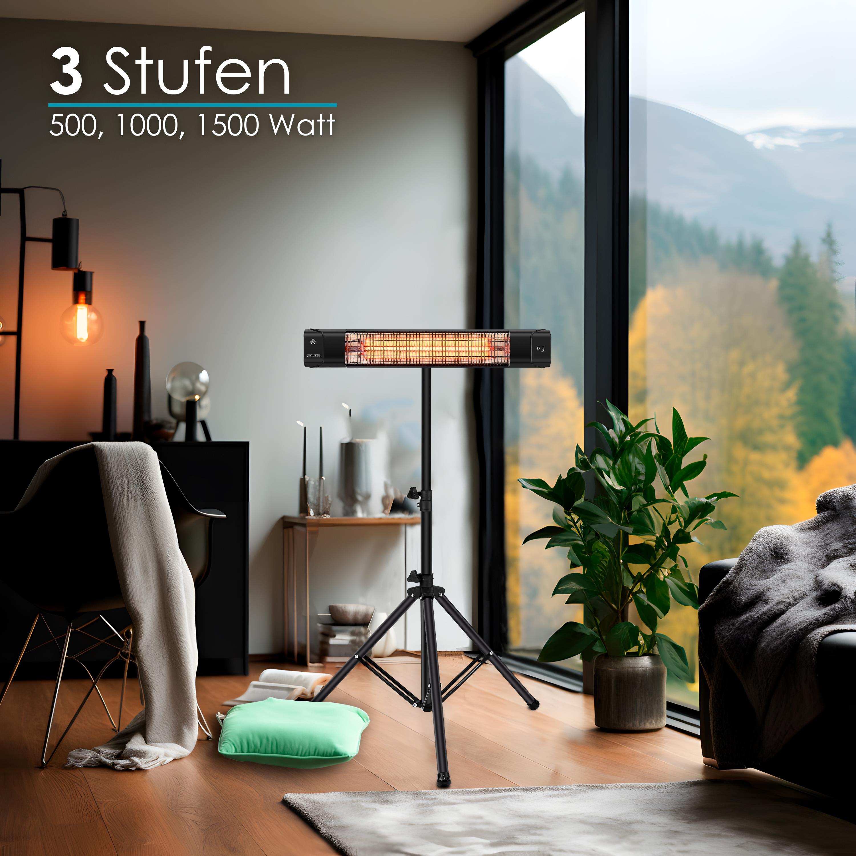 Echos Heizstrahler mit Fernbedienung Timer 3 Leistungsstufen 1500W