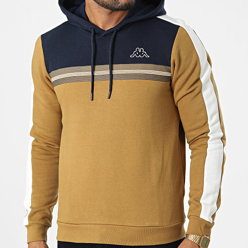 Sweat Capuche A Bandes 371238W Beige Bleu Marine Blanc