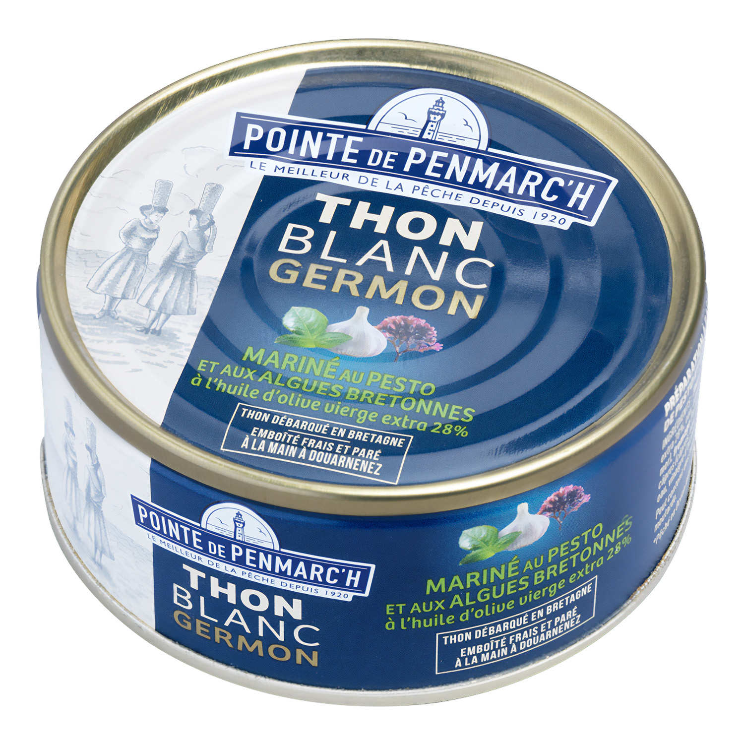Thon blanc germon mariné au pesto et aux algues bretonnes à l'huile d'olive vierge extra 28%
