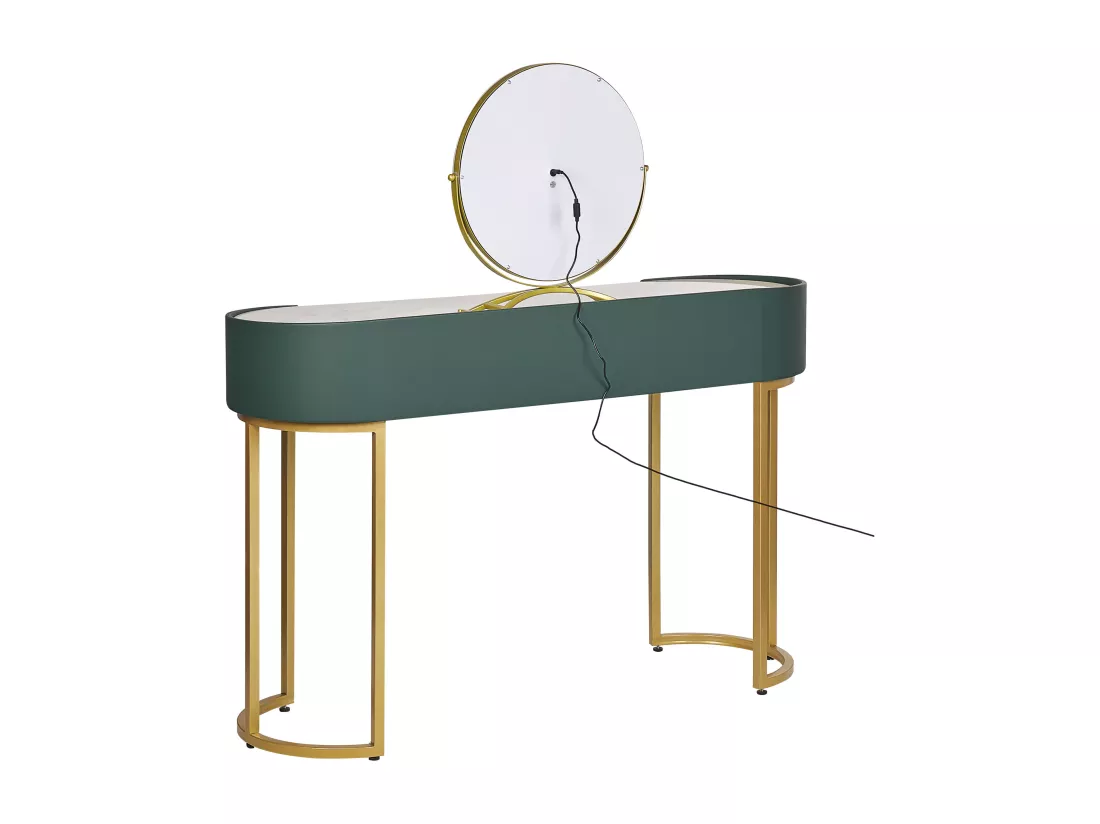 Coiffeuse avec miroir et tabouret VINAX LED Vert foncé