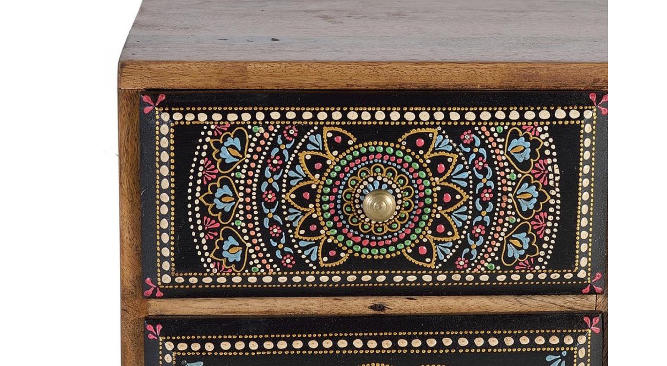 Table de chevet 4 tiroirs bois marron 45x30x60cm