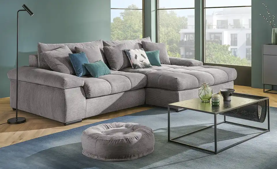Ecksofa Hella rechts Steingrau