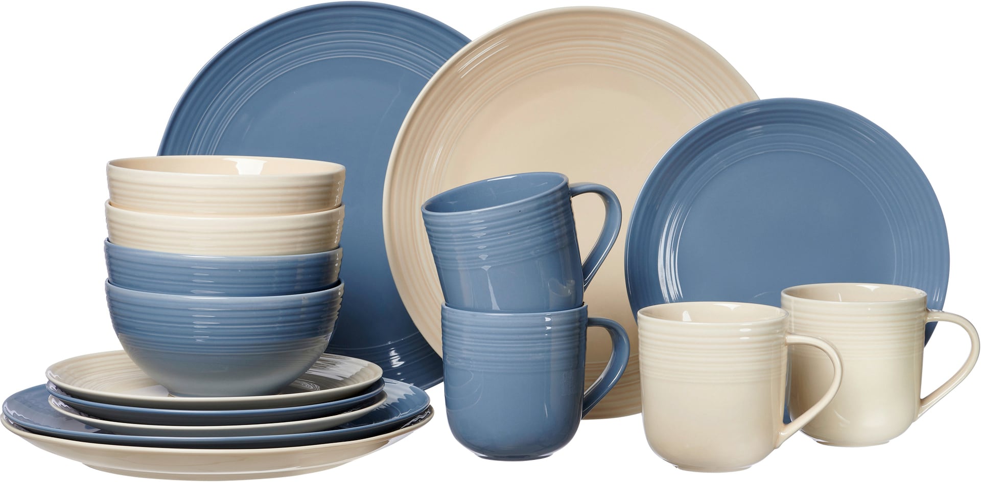 Ritzenhoff & Breker Kombiservice LEVI 16-teilig Porzellan blau/creme