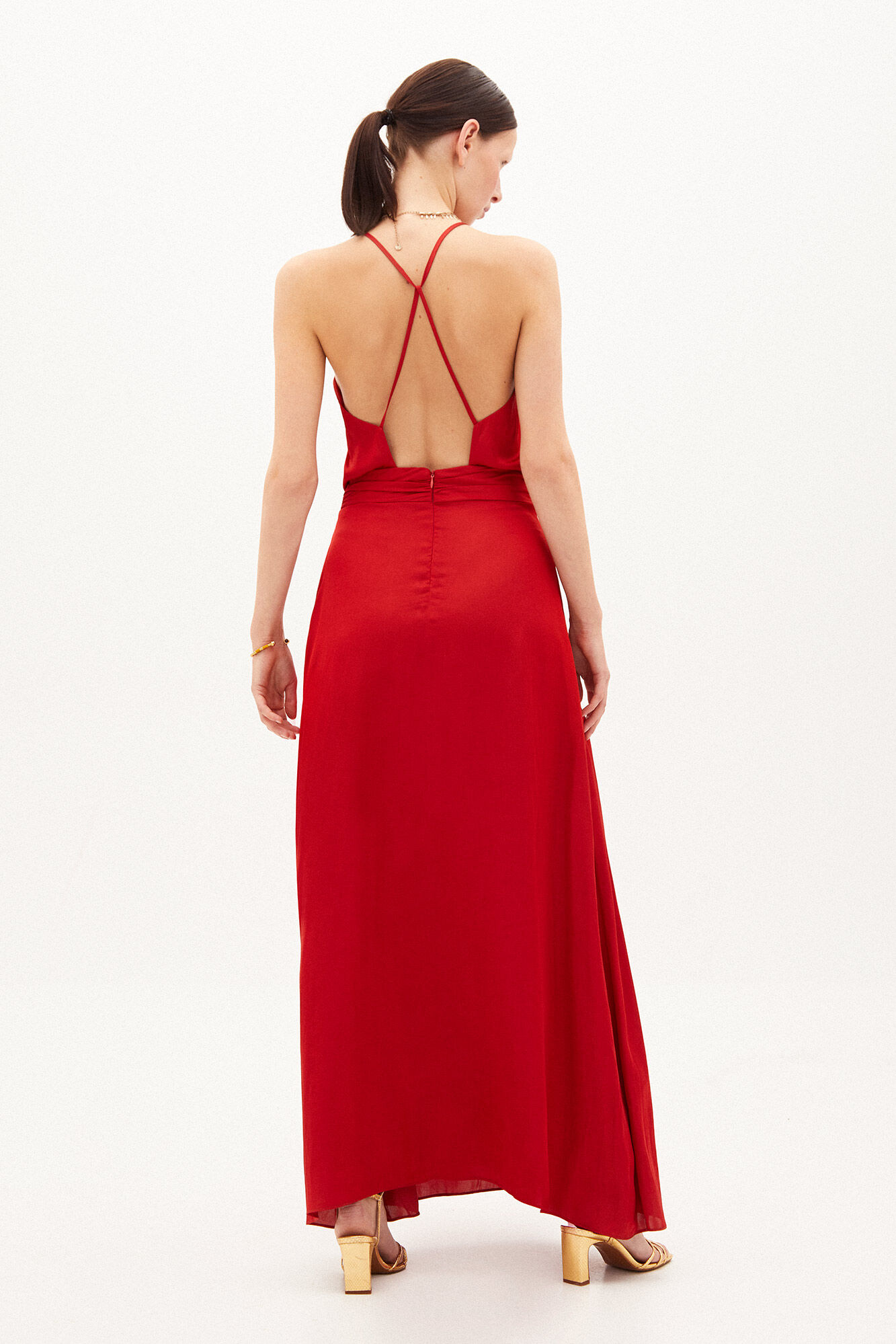 Vestido longo sem costas Anya - Vermelho