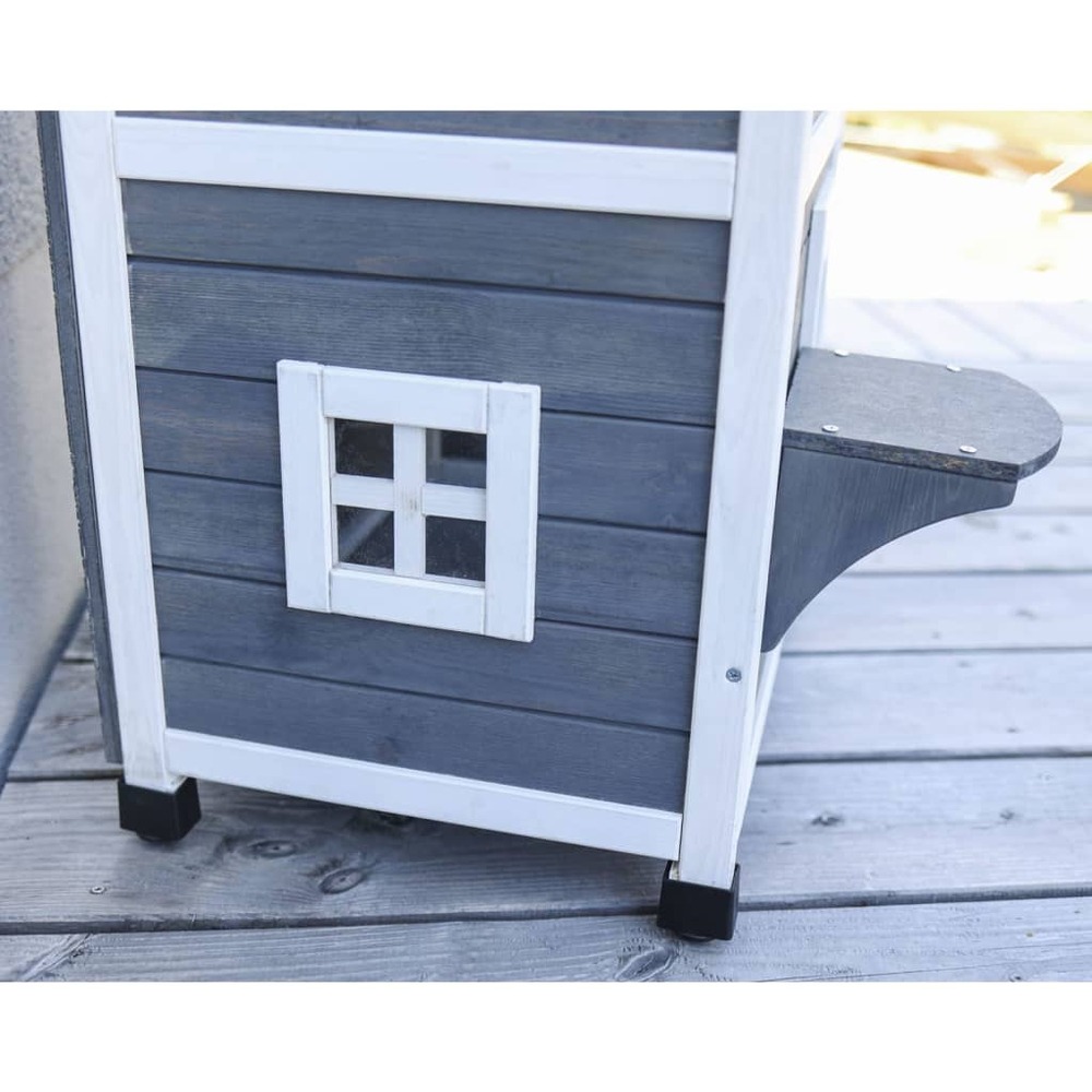 Maison d'extérieur pour chats family 57x55x80 cm gris et blanc