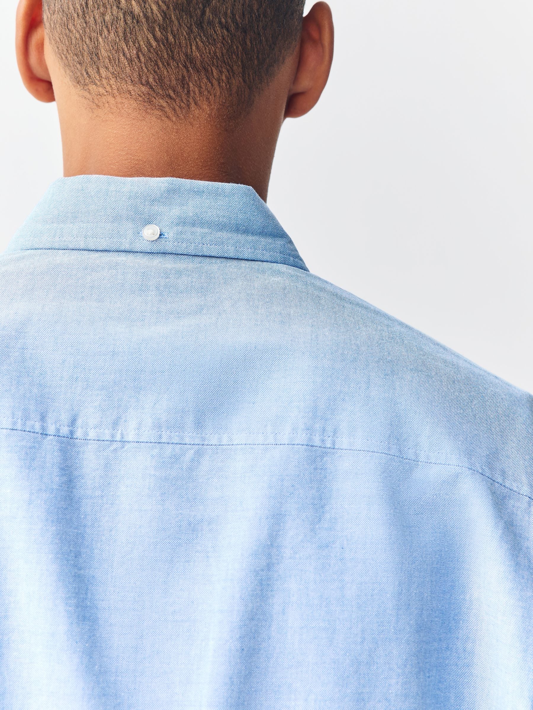Lichtblauw - Slim Fit - Oxford-hemd met lange mouwen