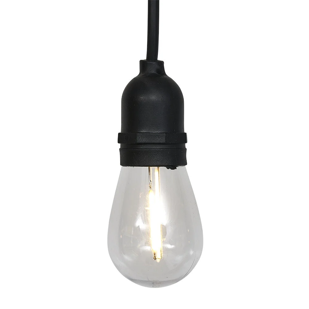 Guirlande solaire guinguette forme ampoule 15LED blanc chaud 12,6 m