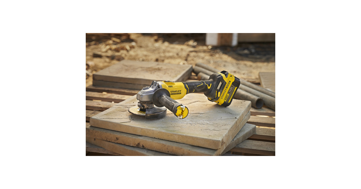 StanleyFATMAX V20 18V Haakse slijper 125mm  (Zwart/geel, Accu en oplader inbegrepen, met koffer)