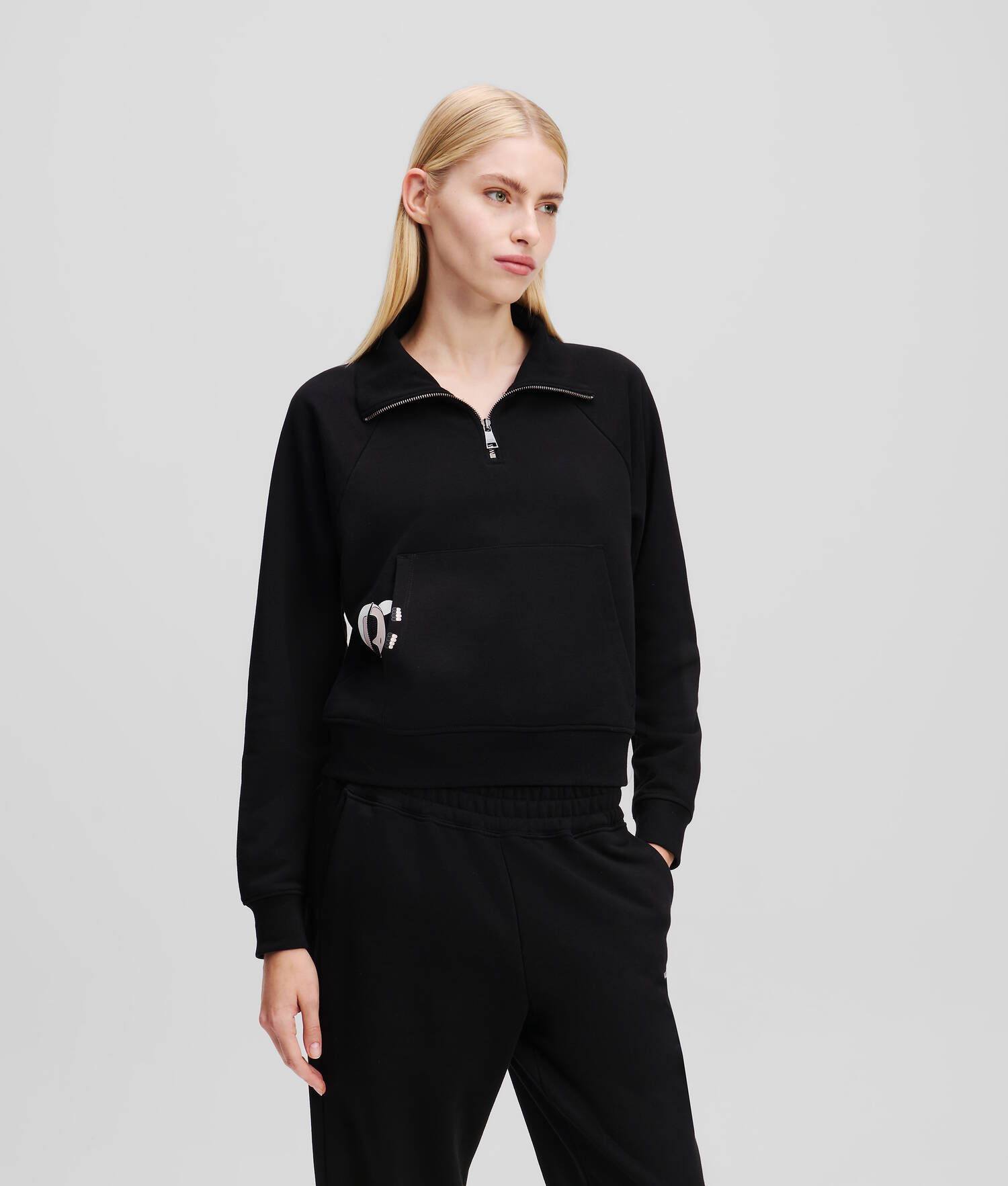SWEAT-SHIRT À DEMI-ZIP ET À MOTIF PARTIELLEMENT CACHÉ IKON