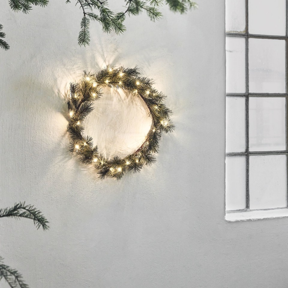 House Doctor - Krans med LED, HDPeuce - Natur - h: 5 cm, dia: 40 cm