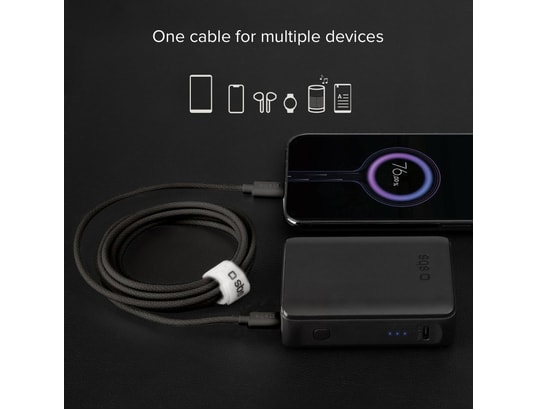 SBS - Câble USB tressé USB C - USB C PD 60W 1m50, noir