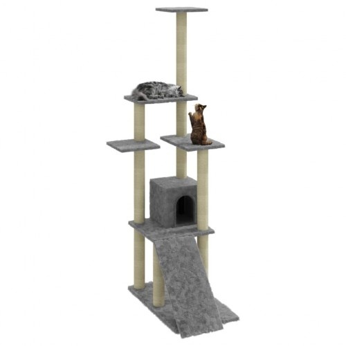 Árvore para gatos Vidaxl com 5 níveis, cinza claro.