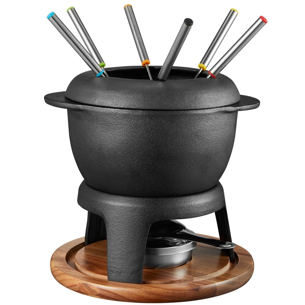 Fonda Fondue Støpejern Med Akasie Treplate