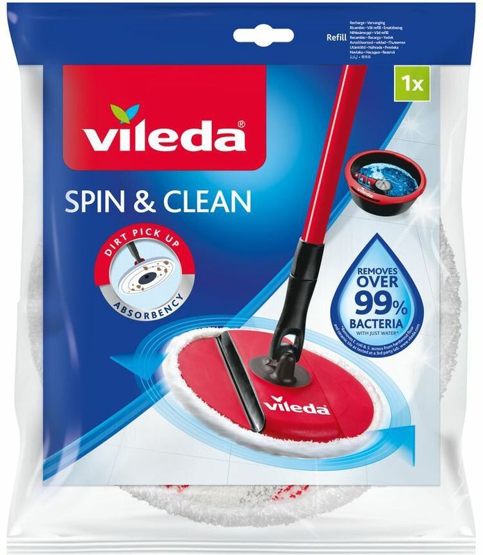 2x Vileda Spin & Clean - Vervanging Wit en Rood