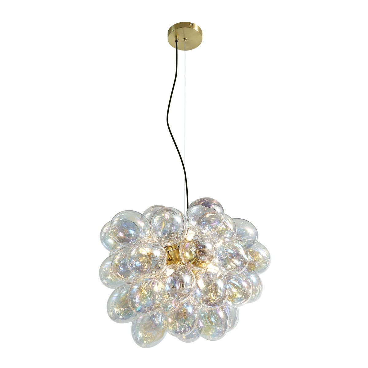 Art Deco hanglamp goud met regenboog glas 50cm 8-lichts - Uvas