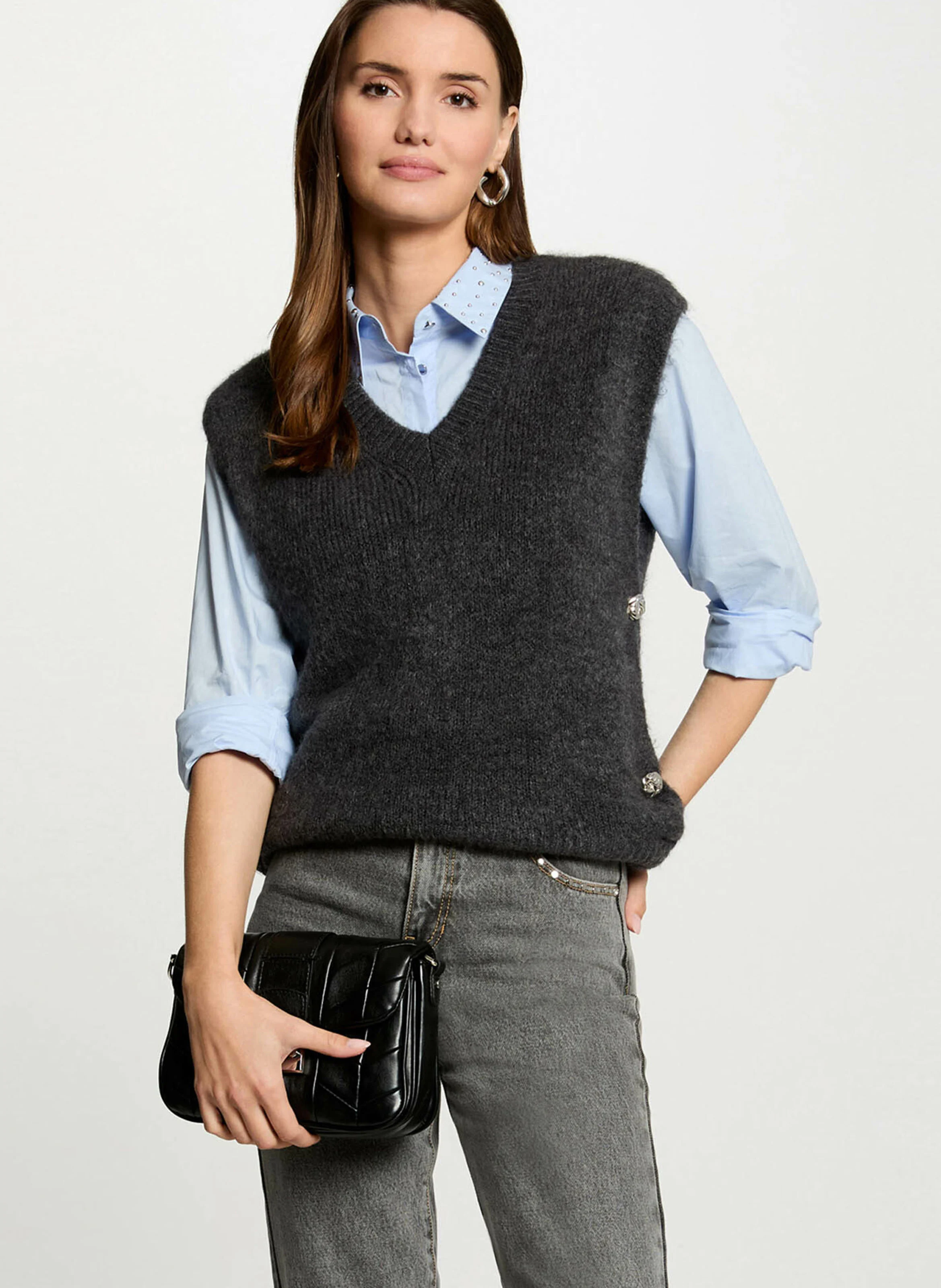 MPLUIE - Pull col V| Gris
