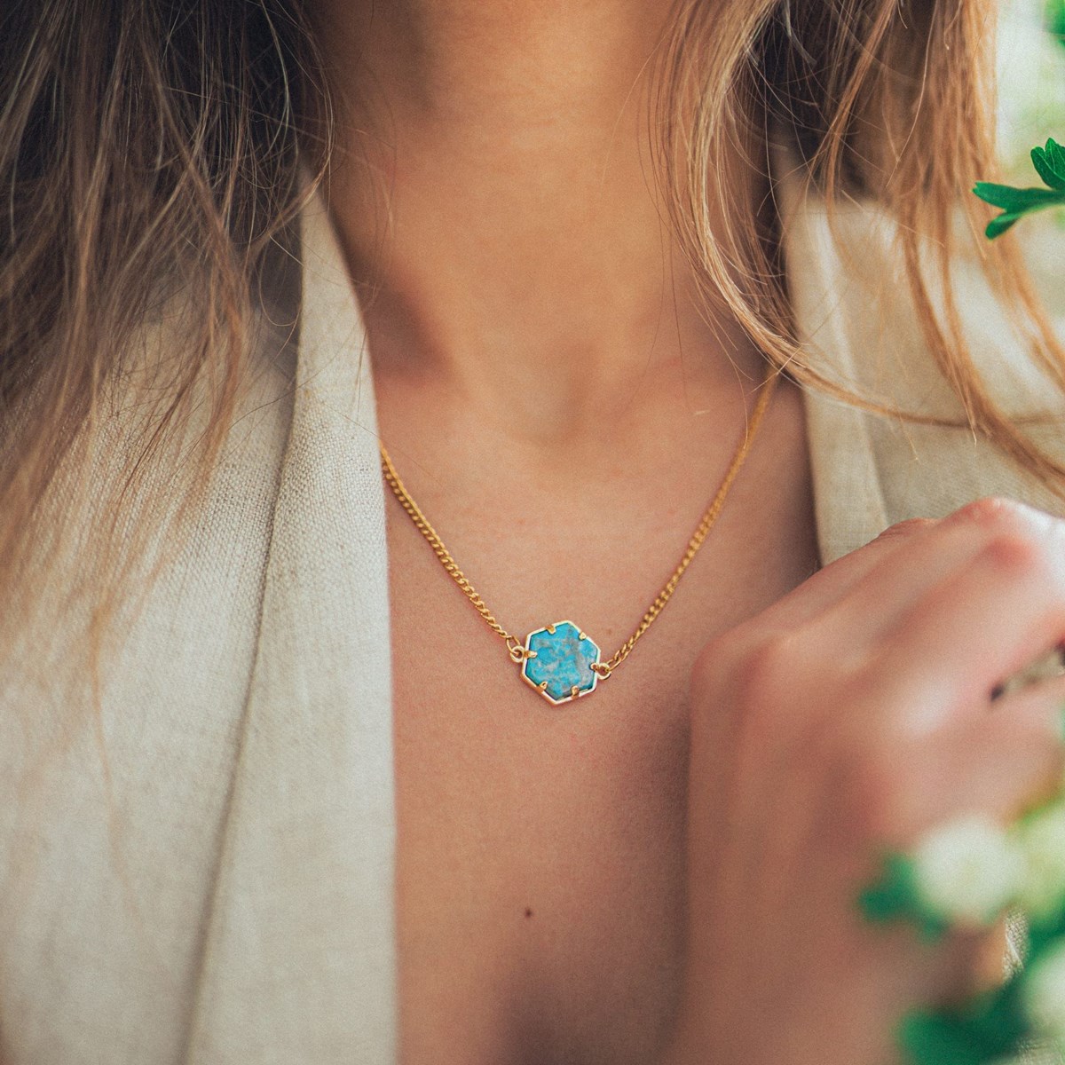 Collier et bracelet Hexalia en pierres Turquoise