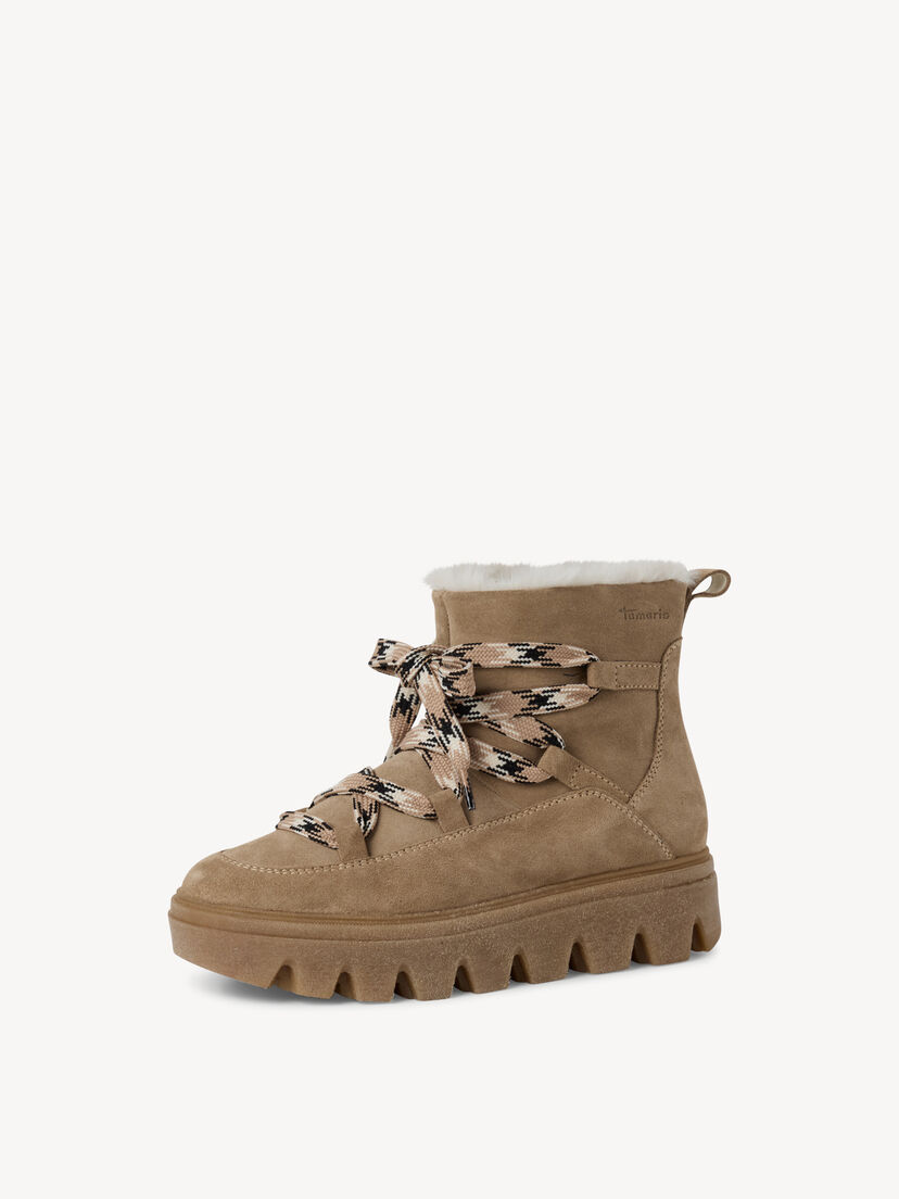 Leren Enkellaarsje - beige warme voering