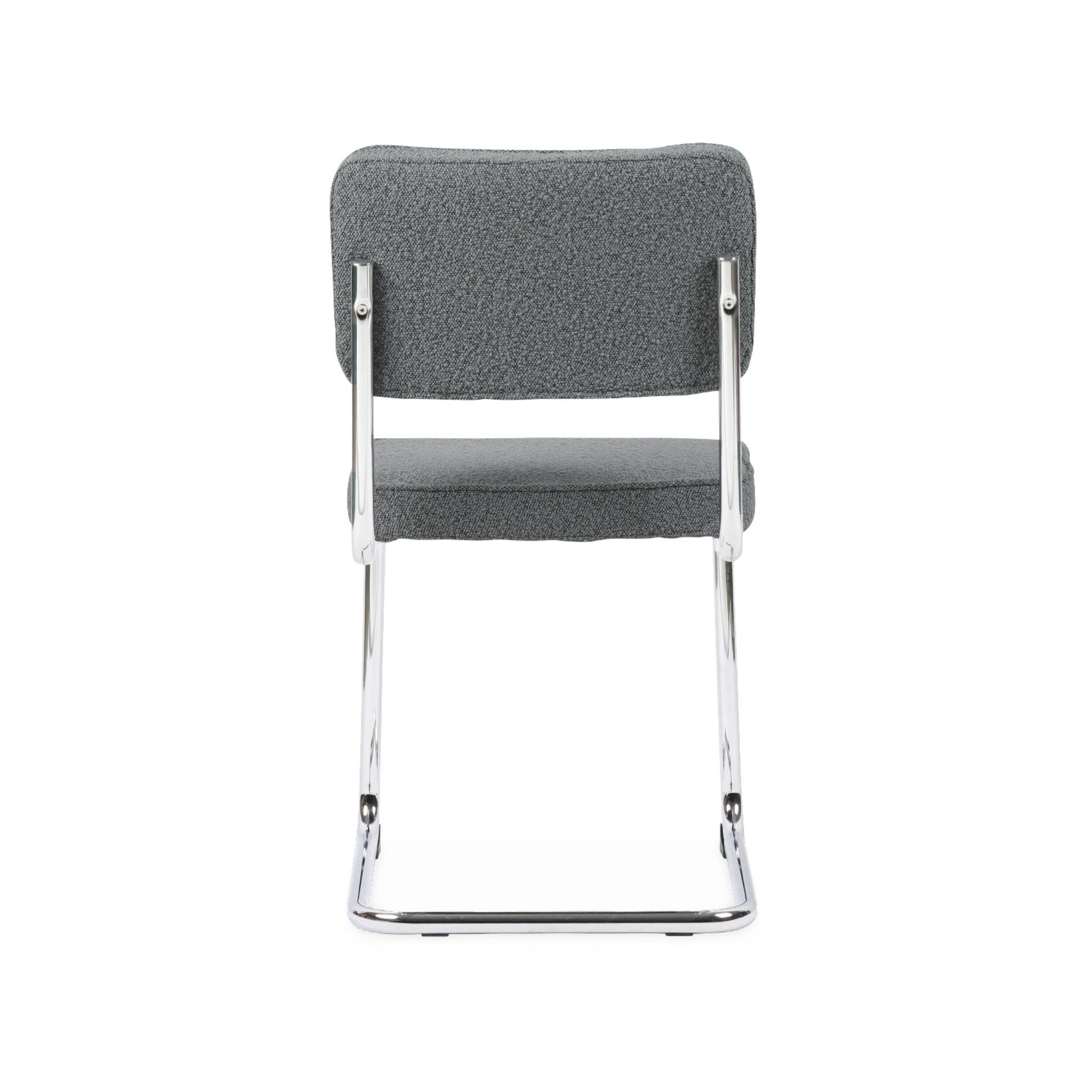 Lot de 2 chaises cantilever tissu bouclette texturée gris l46 x p54.5x h84.5cm