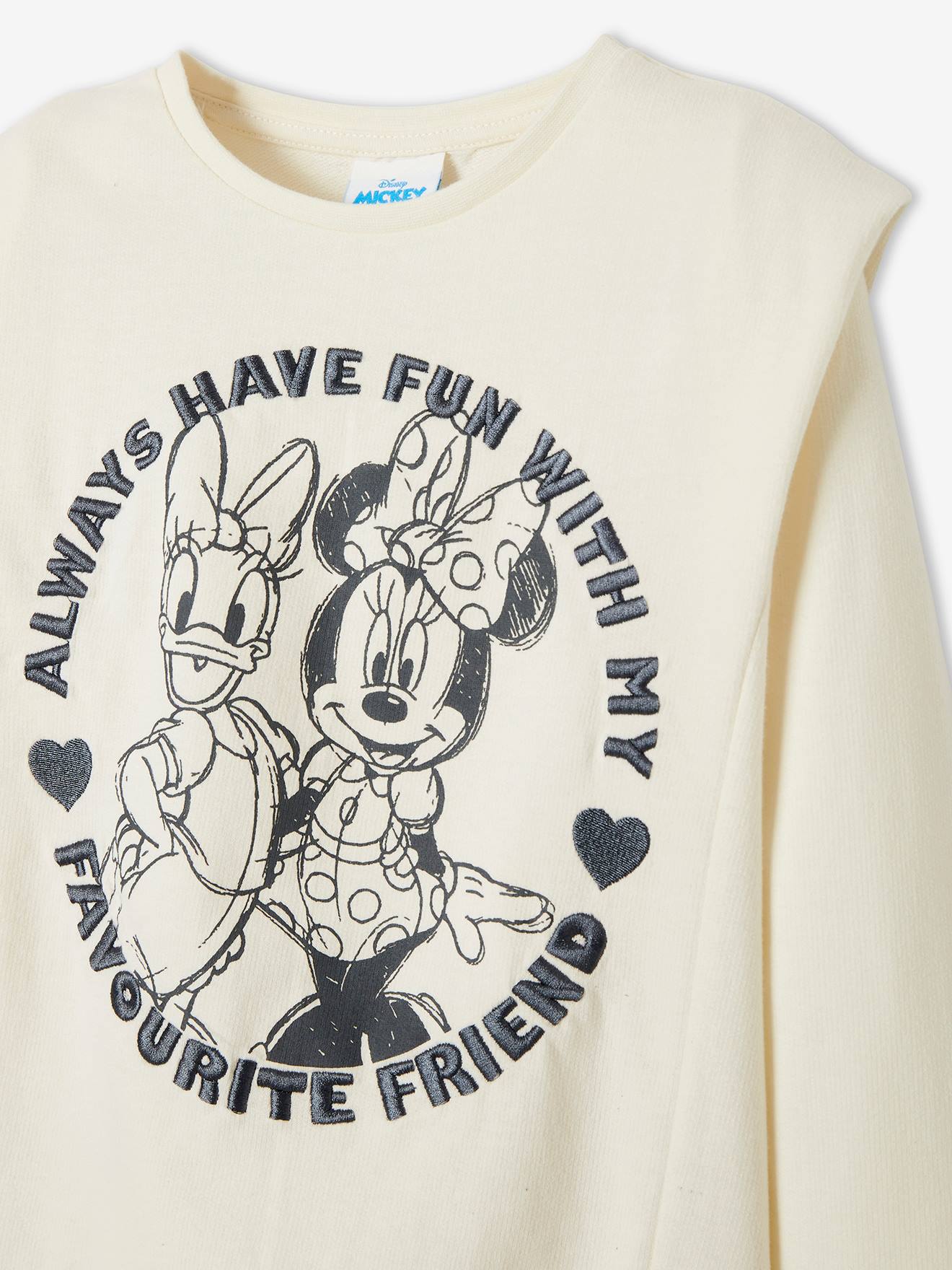 Moletom Minnie & Friends® com ombreiras, para meninas, bege claro liso com estampas.