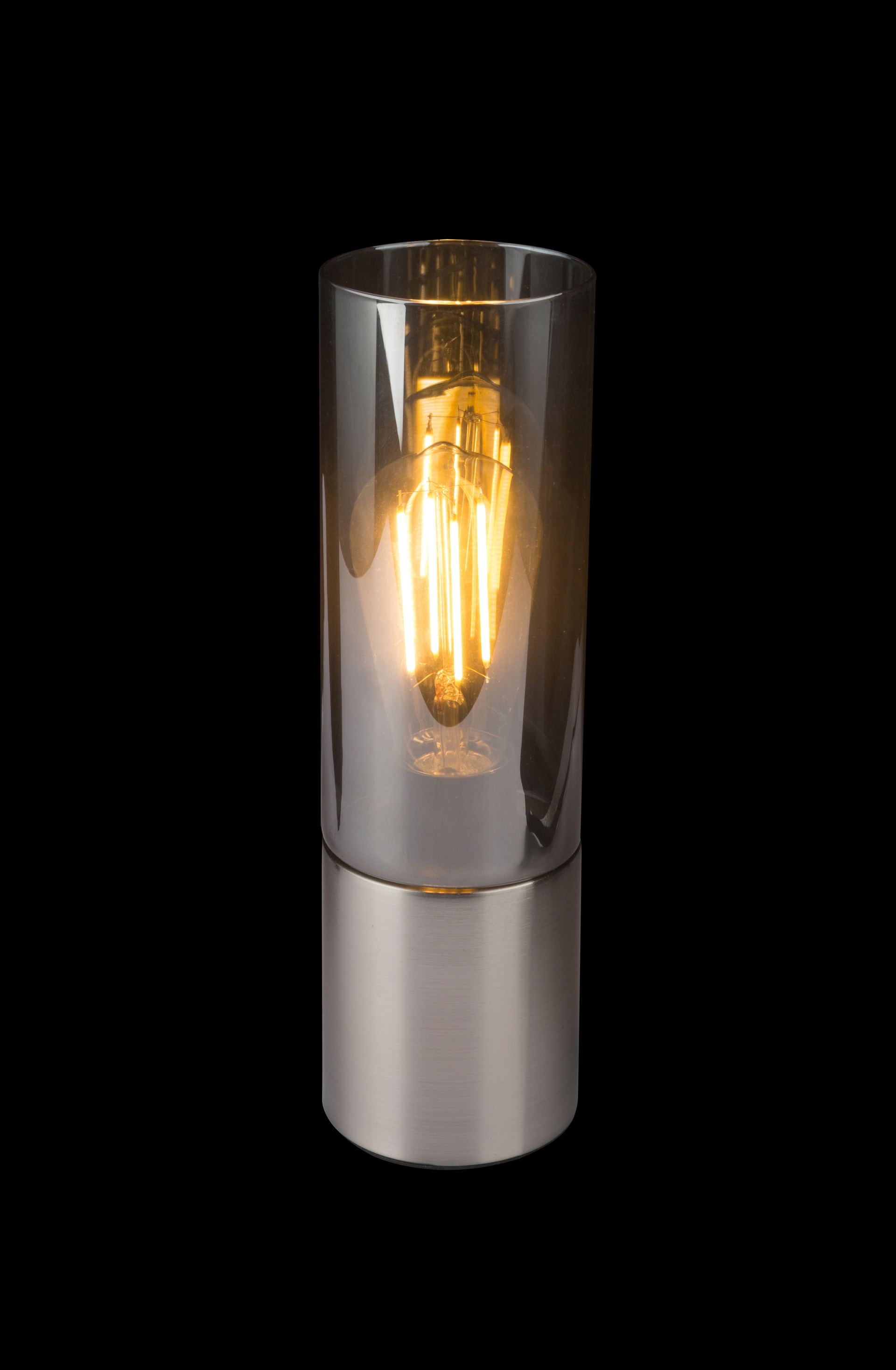 GLOBO Retrofit Tischlampe ANNIKA nickelfarbig /rauchfarbig