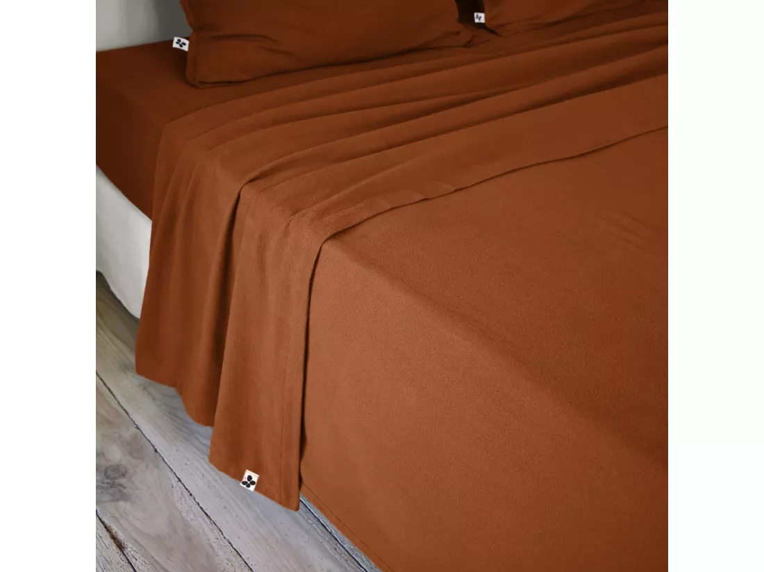 Drap plat flanelle unie 240x300 Orange