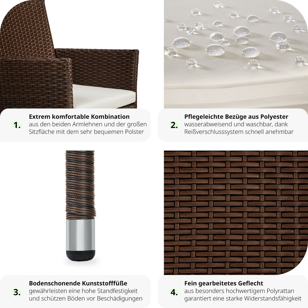 Set van 2 rotan stoelen tectake Nantes, duurzaam, 59 x 57 x 85 cm