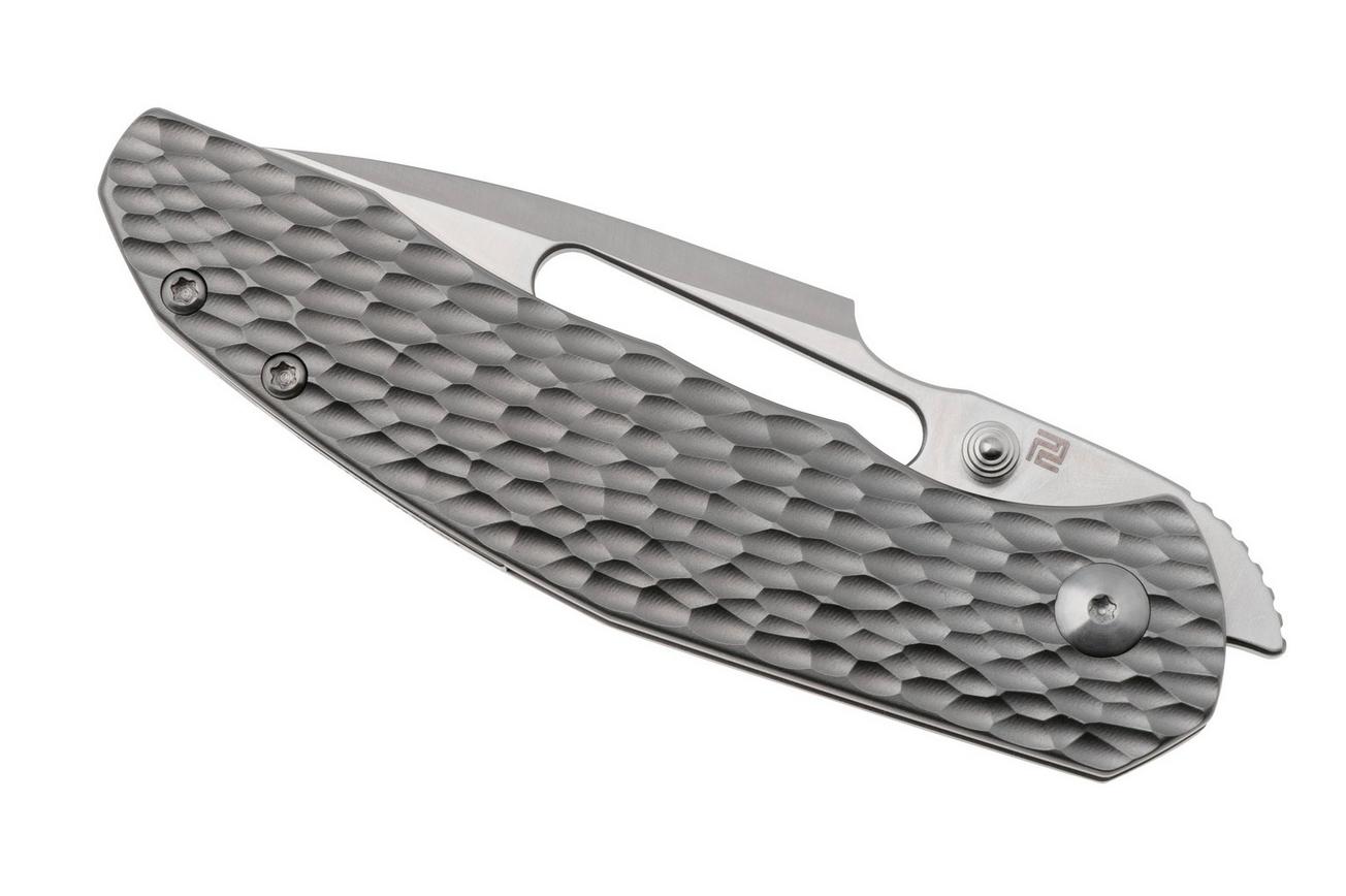 Artisan Cutlery Boa 1862G-FGY, Sand Polished S35VN, Gray Titanium zakmes, Johnathan Shaw design