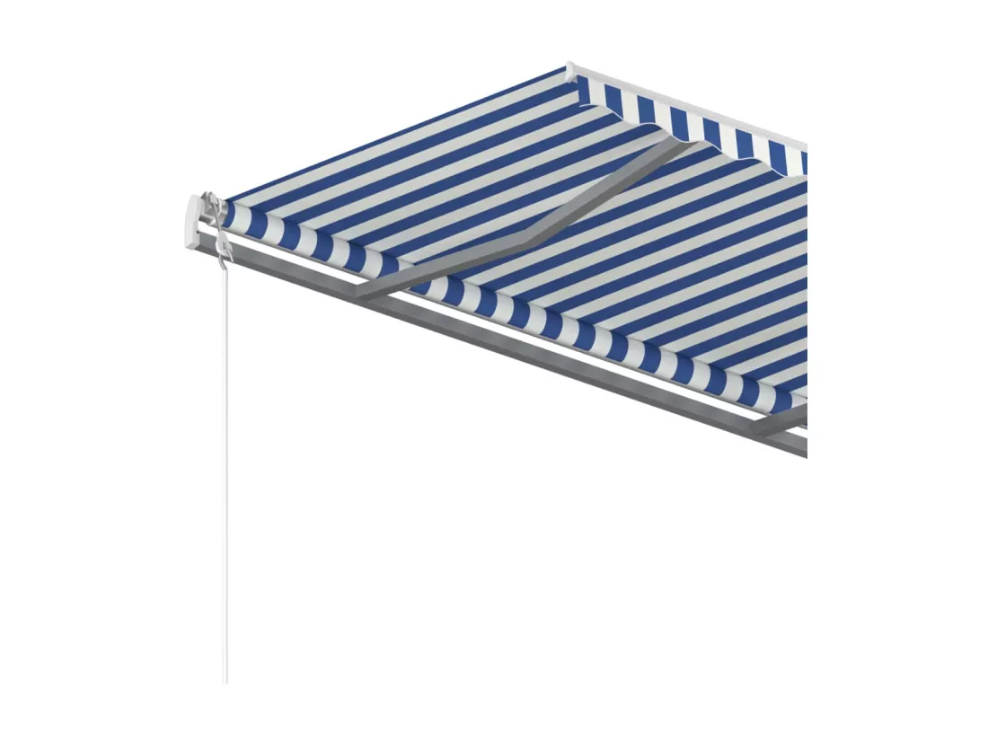 Auventanuel rétractable avec poteaux 4,5x3,5 Bleu et blanc