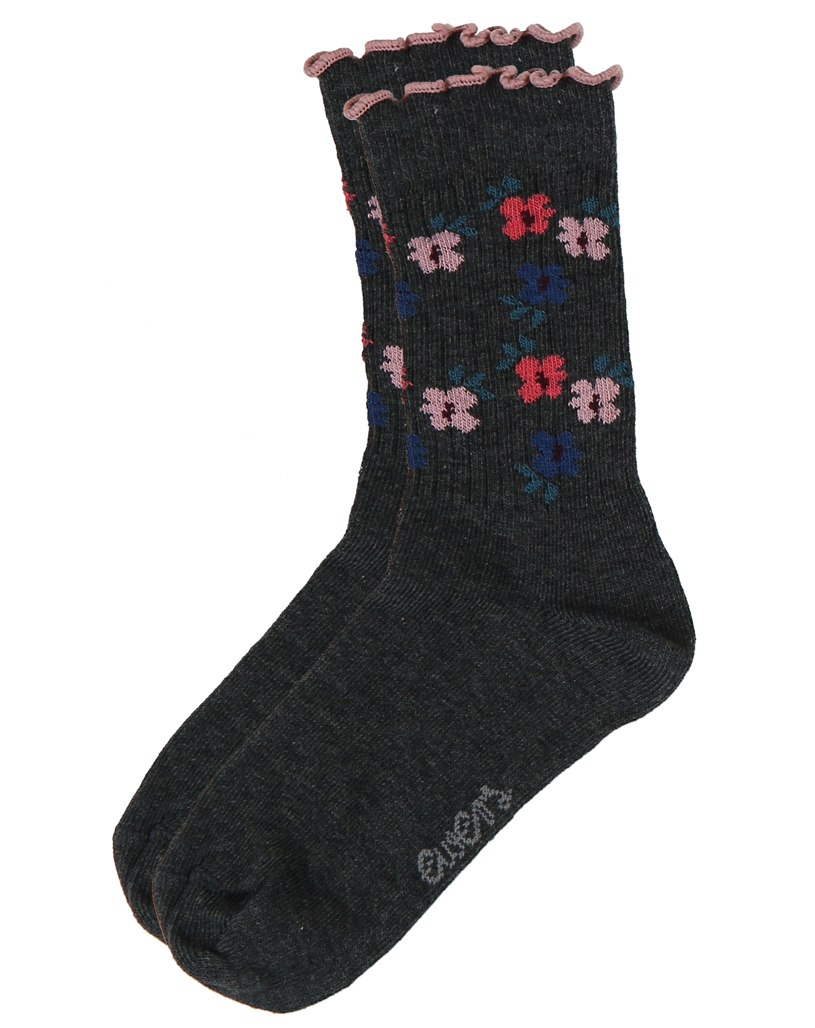 Socken BLÜMCHEN mit Rüschen 3er-Pack in navy/beige
